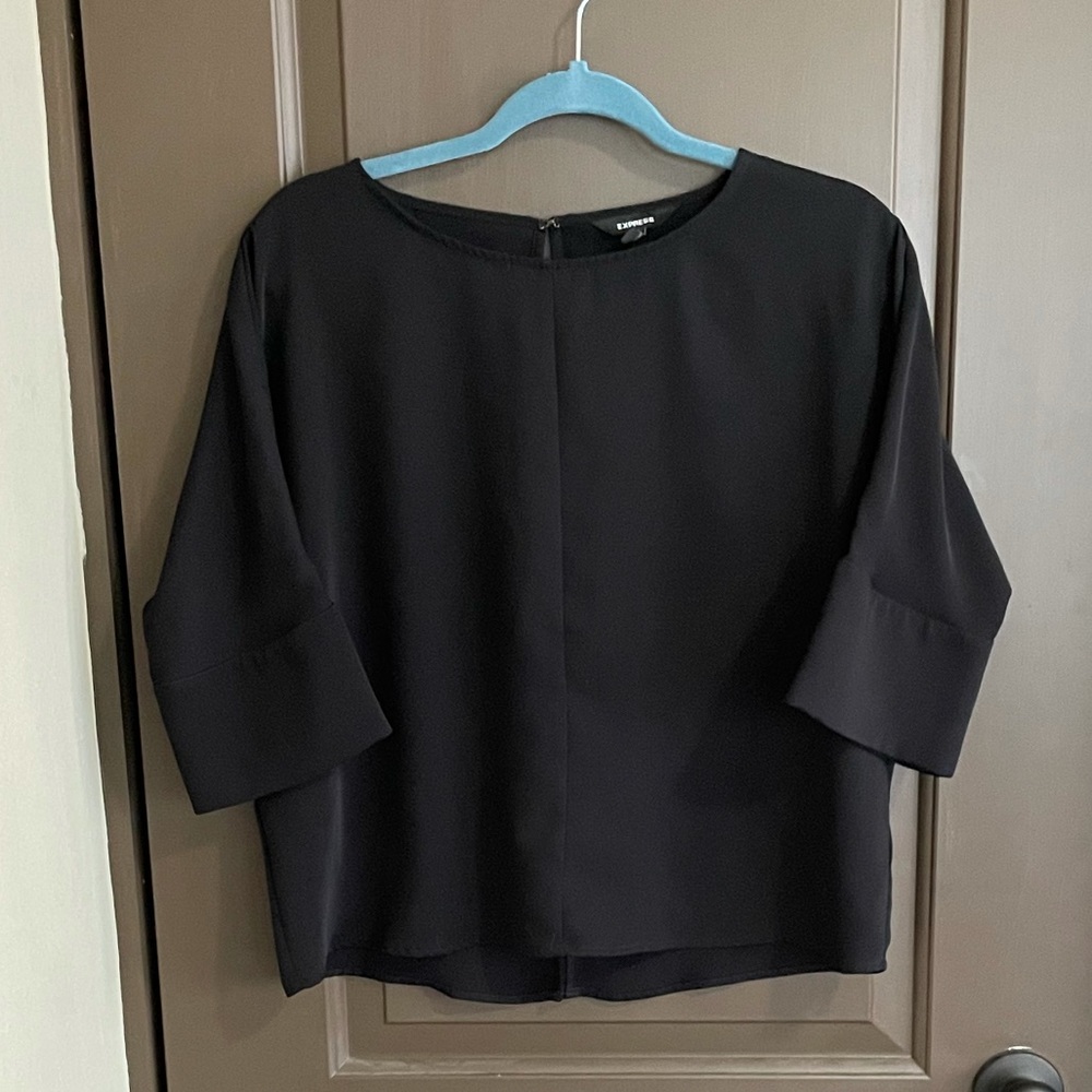 Express Black 3/4 Sleeve Blouse S - Picture 2 of 13